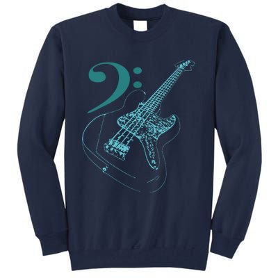 Bass With Clef Neon For Bassists Bass Player Tall Sweatshirt