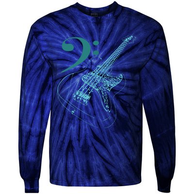 Bass With Clef Neon For Bassists Bass Player Tie-Dye Long Sleeve Shirt