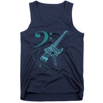 Bass With Clef Neon For Bassists Bass Player Tank Top