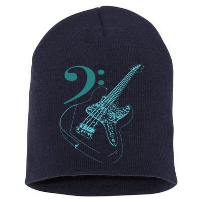 Bass With Clef Neon For Bassists Bass Player Short Acrylic Beanie