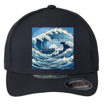 Blue Wave Cat Ladies For Kamala Harris President 2024 Gift Flexfit Unipanel Trucker Cap