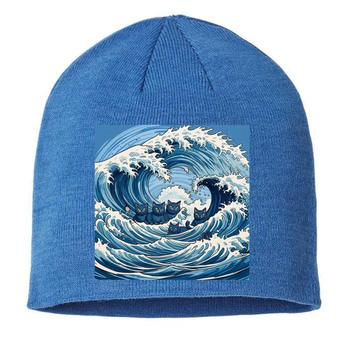 Blue Wave Cat Ladies For Kamala Harris President 2024 Gift Sustainable Beanie