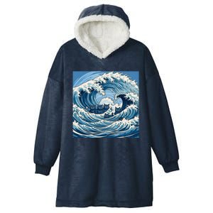 Blue Wave Cat Ladies For Kamala Harris President 2024 Gift Hooded Wearable Blanket