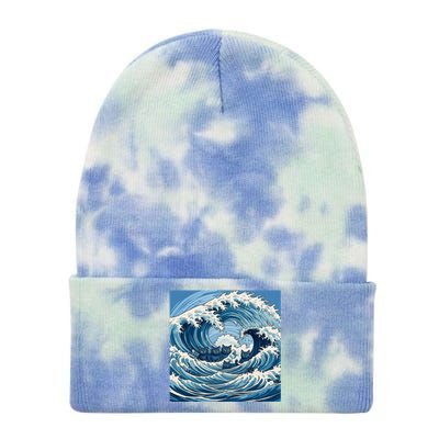 Blue Wave Cat Ladies For Kamala Harris President 2024 Gift Tie Dye 12in Knit Beanie