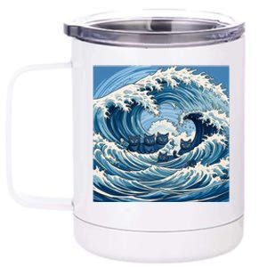 Blue Wave Cat Ladies For Kamala Harris President 2024 Gift 12 oz Stainless Steel Tumbler Cup