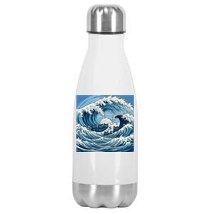 Blue Wave Cat Ladies For Kamala Harris President 2024 Gift Stainless Steel Insulated Water Bottle