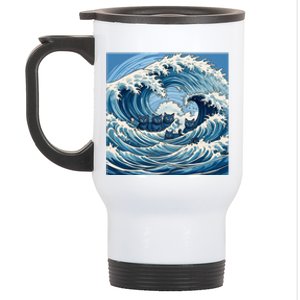 Blue Wave Cat Ladies For Kamala Harris President 2024 Gift Stainless Steel Travel Mug