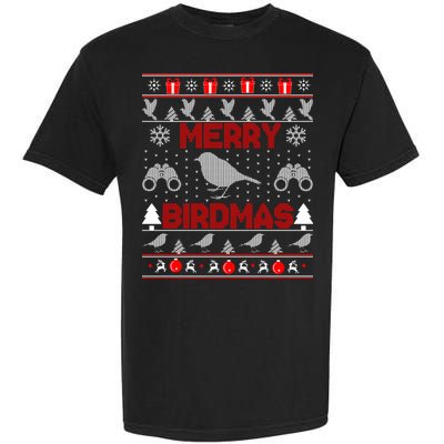 Bird Watching Christmas Birding Merry Birdmas Ugly Sweater Gift Garment-Dyed Heavyweight T-Shirt