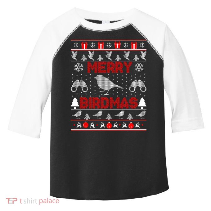 Bird Watching Christmas Birding Merry Birdmas Ugly Sweater Gift Toddler Fine Jersey T-Shirt