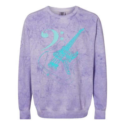 Bass With Clef Neon For Bassists & Bass Player Colorblast Crewneck Sweatshirt