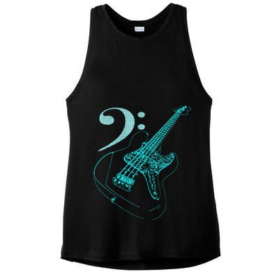 Bass With Clef Neon For Bassists & Bass Player Ladies PosiCharge Tri-Blend Wicking Tank