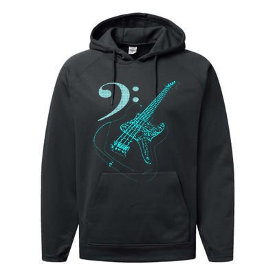 Bass With Clef Neon For Bassists & Bass Player Performance Fleece Hoodie