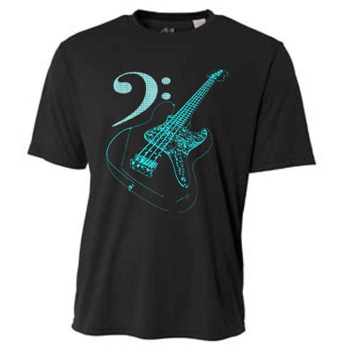 Bass With Clef Neon For Bassists & Bass Player Cooling Performance Crew T-Shirt