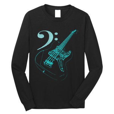 Bass With Clef Neon For Bassists & Bass Player Long Sleeve Shirt