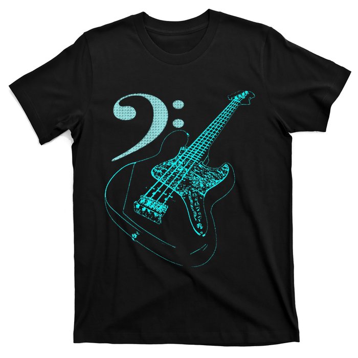 Bass With Clef Neon For Bassists & Bass Player T-Shirt