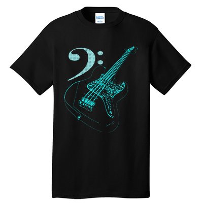 Bass With Clef Neon For Bassists & Bass Player Tall T-Shirt