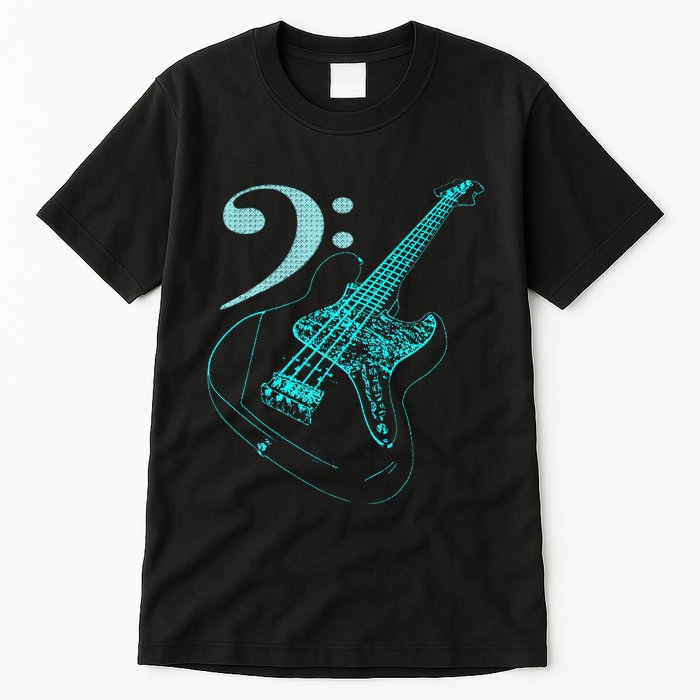 Bass With Clef Neon For Bassists & Bass Player Tall T-Shirt