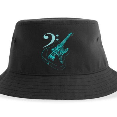 Bass With Clef Neon For Bassists & Bass Player Sustainable Bucket Hat