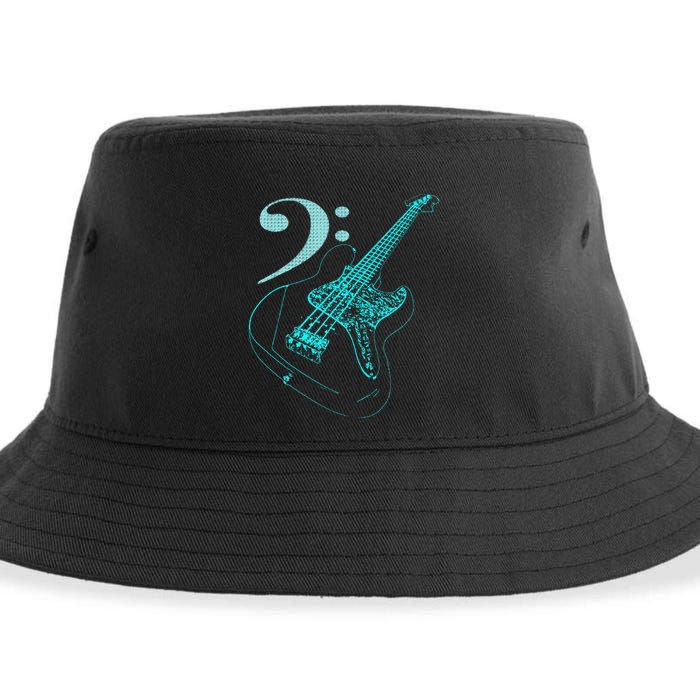 Bass With Clef Neon For Bassists & Bass Player Sustainable Bucket Hat