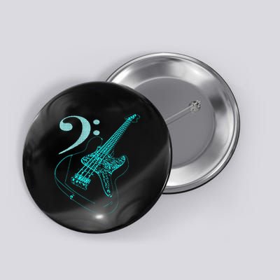 Bass With Clef Neon For Bassists & Bass Player Button