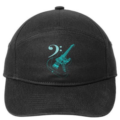 Bass With Clef Neon For Bassists & Bass Player 7-Panel Snapback Hat