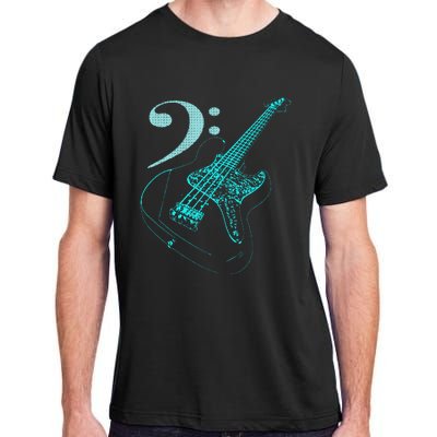 Bass With Clef Neon For Bassists & Bass Player Adult ChromaSoft Performance T-Shirt