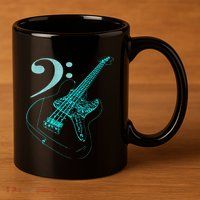 Bass With Clef Neon For Bassists & Bass Player 11oz C Handle Ceramic Mug