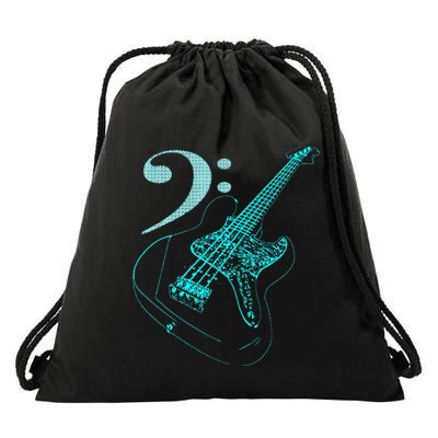 Bass With Clef Neon For Bassists & Bass Player Drawstring Bag
