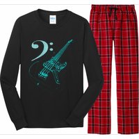 Bass With Clef Neon For Bassists & Bass Player Long Sleeve Pajama Set