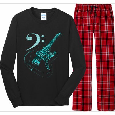 Bass With Clef Neon For Bassists & Bass Player Long Sleeve Pajama Set