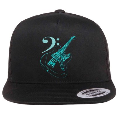 Bass With Clef Neon For Bassists & Bass Player Flatbill Hat