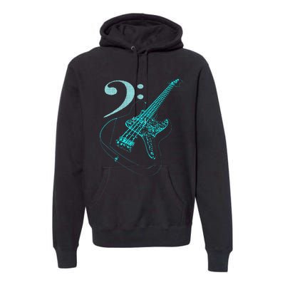 Bass With Clef Neon For Bassists & Bass Player Premium Hoodie