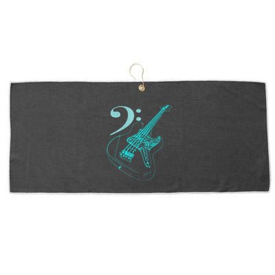 Bass With Clef Neon For Bassists & Bass Player Large Microfiber Waffle Golf Towel