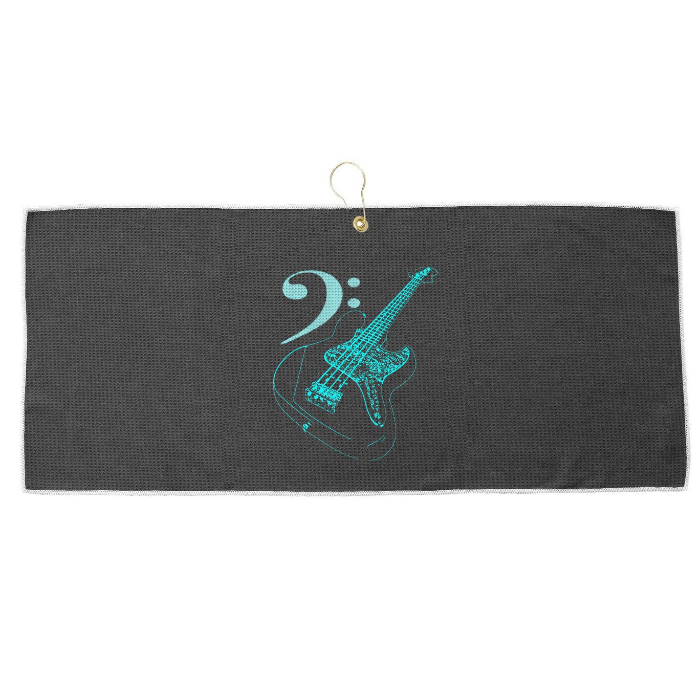Bass With Clef Neon For Bassists & Bass Player Large Microfiber Waffle Golf Towel