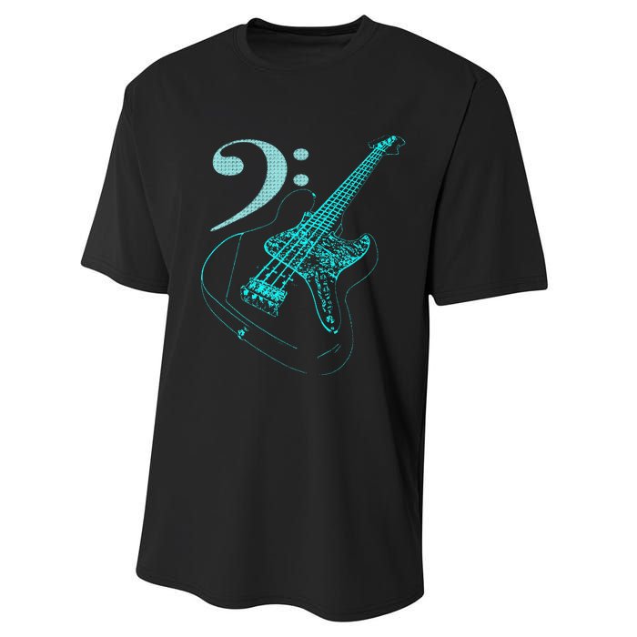 Bass With Clef Neon For Bassists & Bass Player Performance Sprint T-Shirt