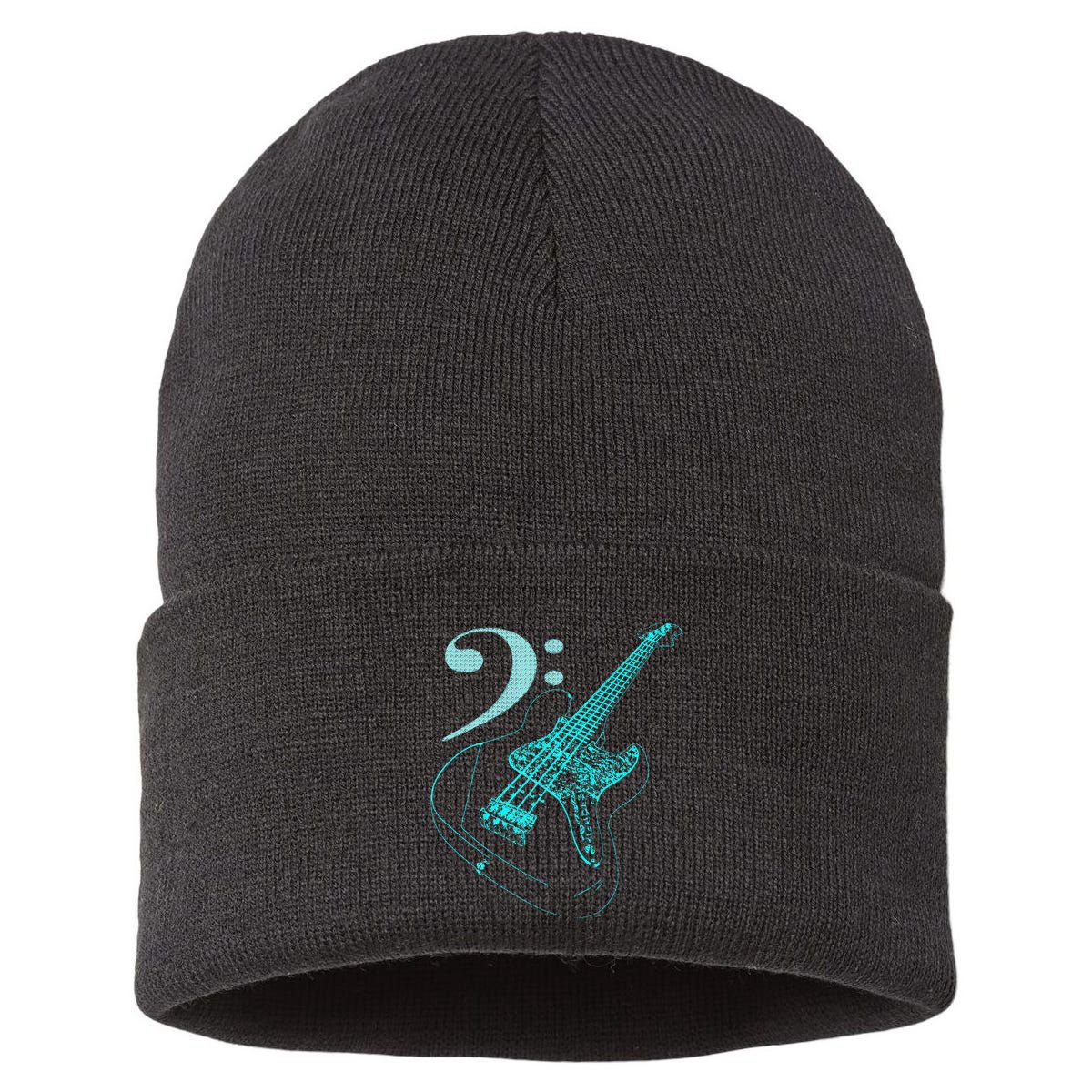 Bass With Clef Neon For Bassists & Bass Player Sustainable Knit Beanie