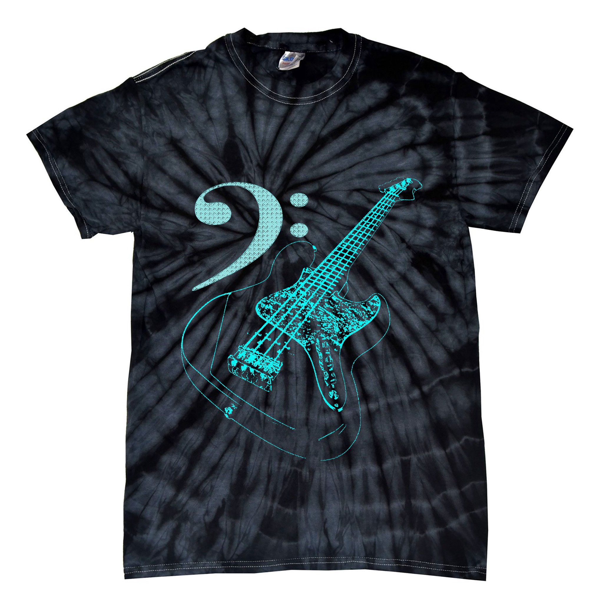 Bass With Clef Neon For Bassists & Bass Player Tie-Dye T-Shirt