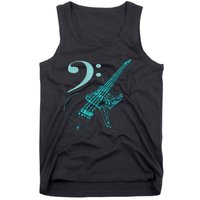 Bass With Clef Neon For Bassists & Bass Player Tank Top