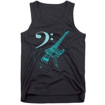 Bass With Clef Neon For Bassists & Bass Player Tank Top