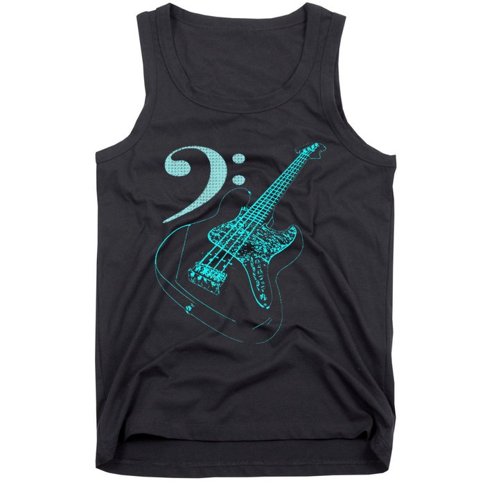 Bass With Clef Neon For Bassists & Bass Player Tank Top