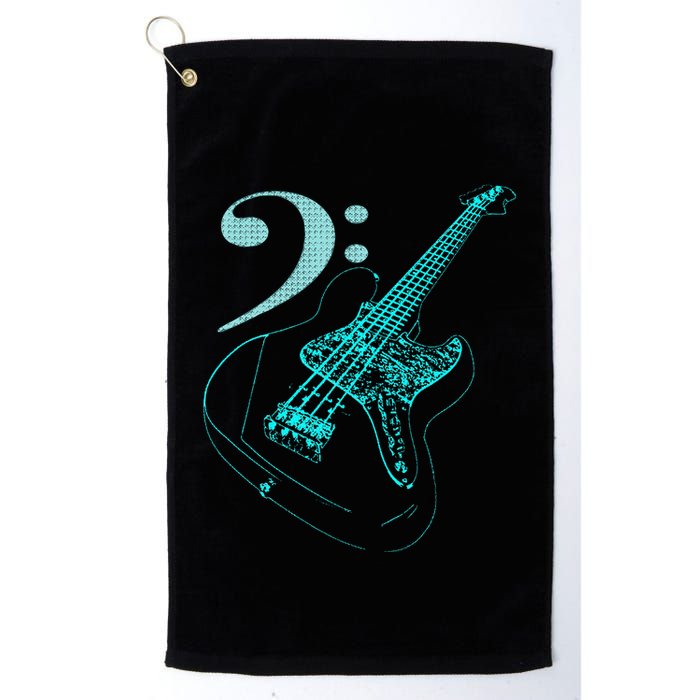 Bass With Clef Neon For Bassists & Bass Player Golf Towel