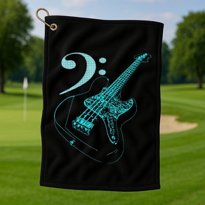 Bass With Clef Neon For Bassists & Bass Player Golf Towel
