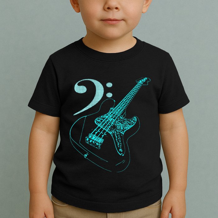 Bass With Clef Neon For Bassists & Bass Player Toddler T-Shirt