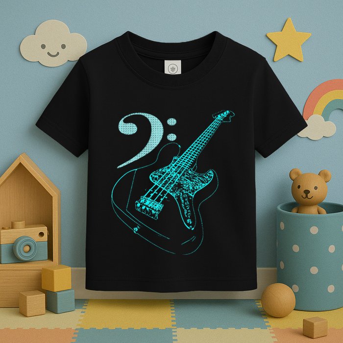 Bass With Clef Neon For Bassists & Bass Player Toddler T-Shirt