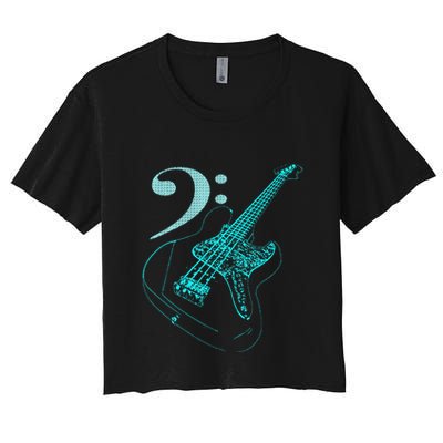 Bass With Clef Neon For Bassists & Bass Player Crop Top