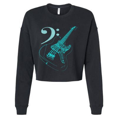 Bass With Clef Neon For Bassists & Bass Player Cropped Pullover Crew