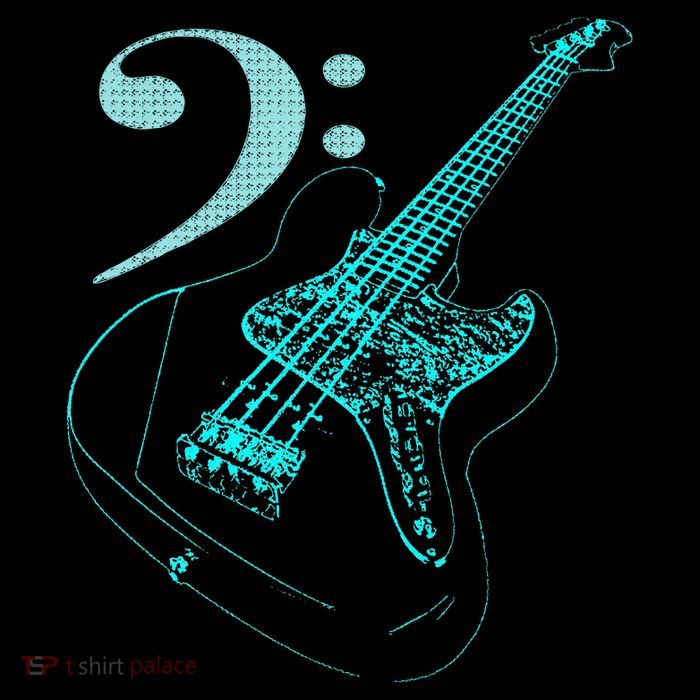 Bass With Clef Neon For Bassists & Bass Player Womens T-Shirt