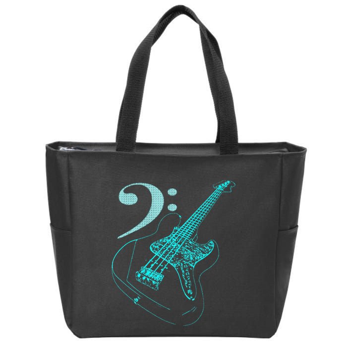 Bass With Clef Neon For Bassists & Bass Player Zip Tote Bag