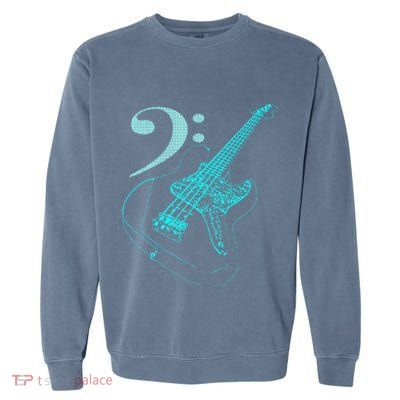 Bass With Clef Neon For Bassists & Bass Player Garment-Dyed Sweatshirt