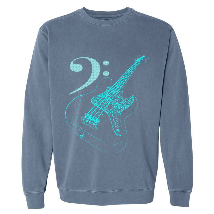 Bass With Clef Neon For Bassists & Bass Player Garment-Dyed Sweatshirt